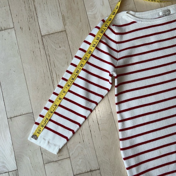 J. Crew Women’s Striped 100% Cotton Side Zip Boatneck Sweater Red White Medium - Picture 7 of 16